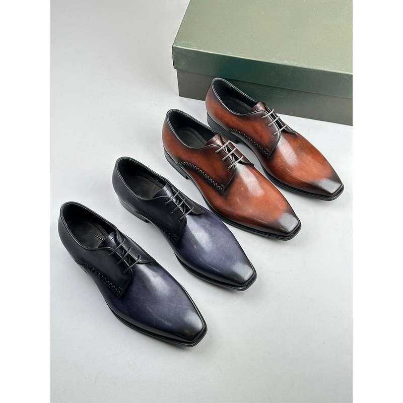2024新款高档商务正装休闲皮鞋男款年轻人秋冬季真皮软底轻便男鞋