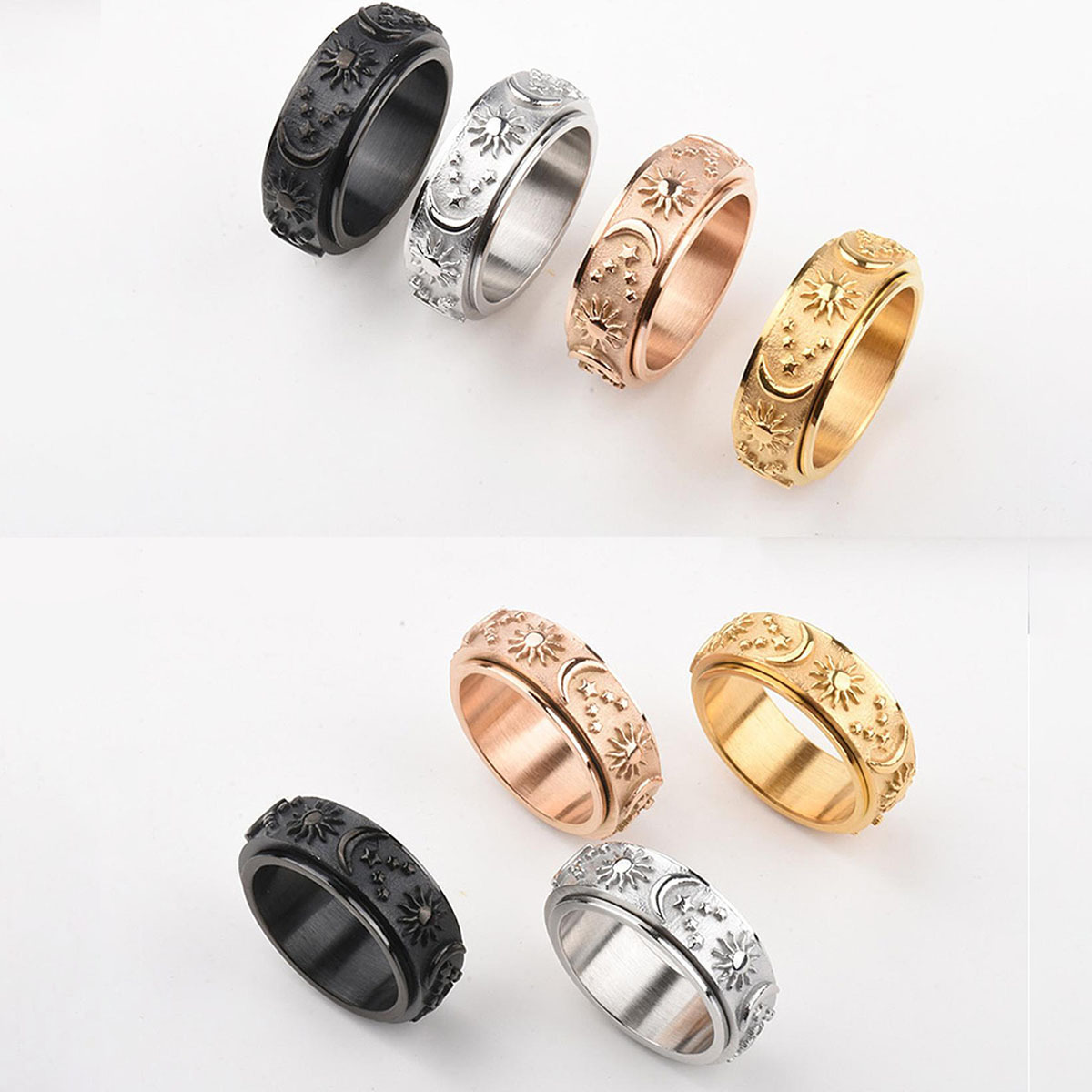 Cross-Border European and American New Jewelry Accessories Rotating Rings for Men and Women Electroplating Fashion Light Luxury Gifts Wholesale Jewelry
