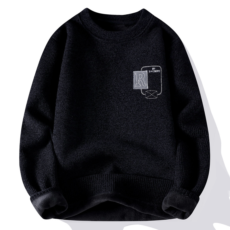 Una camiseta de terciopelo de cuello redondo para hombres otoño y invierno con camiseta de terciopelo de oro para hombres.