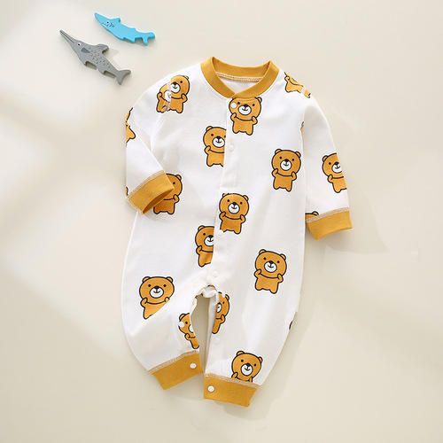 Spring and Autumn baby jumpsuits, Category A newborn clothes, pure cotton underwear jumpsuits, baby robes, pajamas, crawl clothes 3