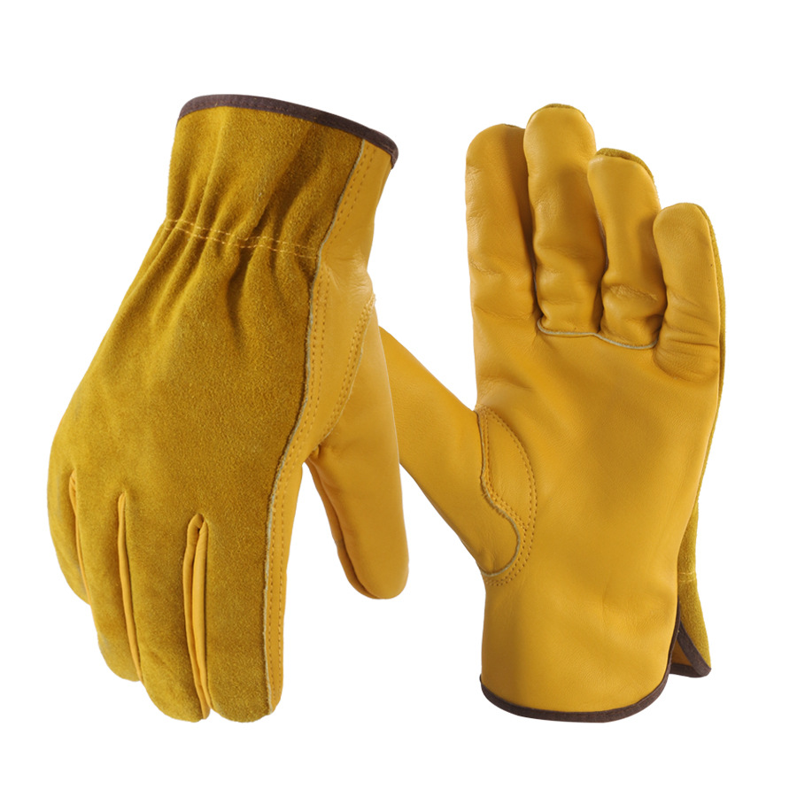 Guantes de jardinería de piel de vaca guantes de conducción antideslizantes y resistentes al desgaste guantes de soldadura eléctrica