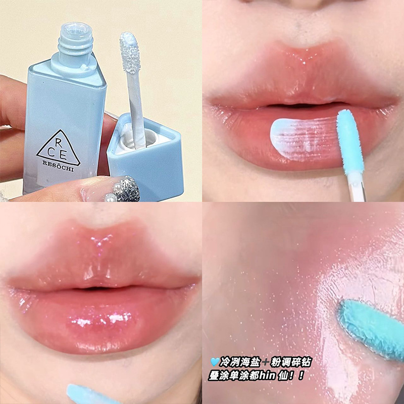 RESOCHI pulsante espejo esmalte labial, espejo de agua, claridad, blanqueamiento, color duradero, lápiz labial, maquillaje transfronterizo