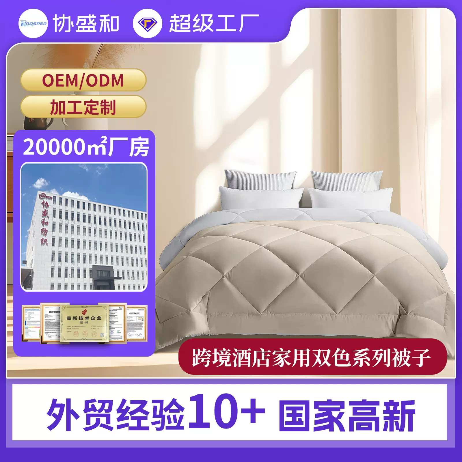 外贸亚马逊美国被芯全尺寸绗缝被跨境热销双色被子褥子批发