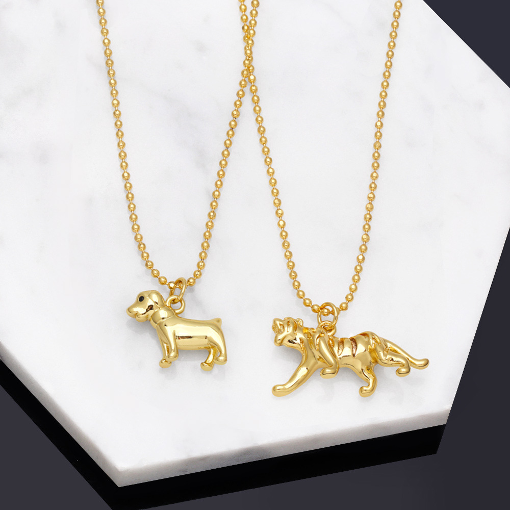 Fashion Cute Puppy Tiger Pendant Clavicle Chain Copper Necklace