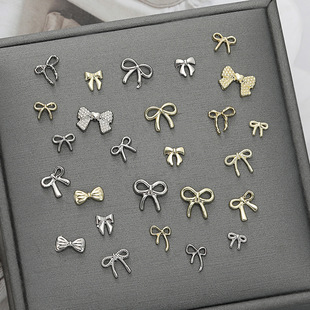 Ins Style Super Flash Alloy Bow Nail Art Jewelry DIY Nail Wearing Nail Jewelry Accessories Nail Art Accessories Wholesale