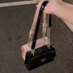 法国小众感网红漆皮小方包女2025新款时尚百搭链条单肩斜挎包