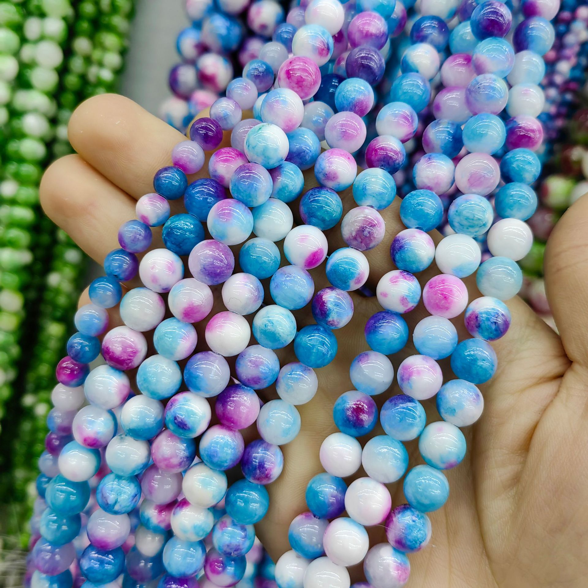 Jade persa natural optimizado multicolor color Calcedonia cuentas redondas cuentas sueltas semiacabados accesorios de joyería de DIY al por mayor image 14