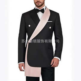 跨境男士修身礼服西装宴会商务休闲西装套装西服修身结婚礼服