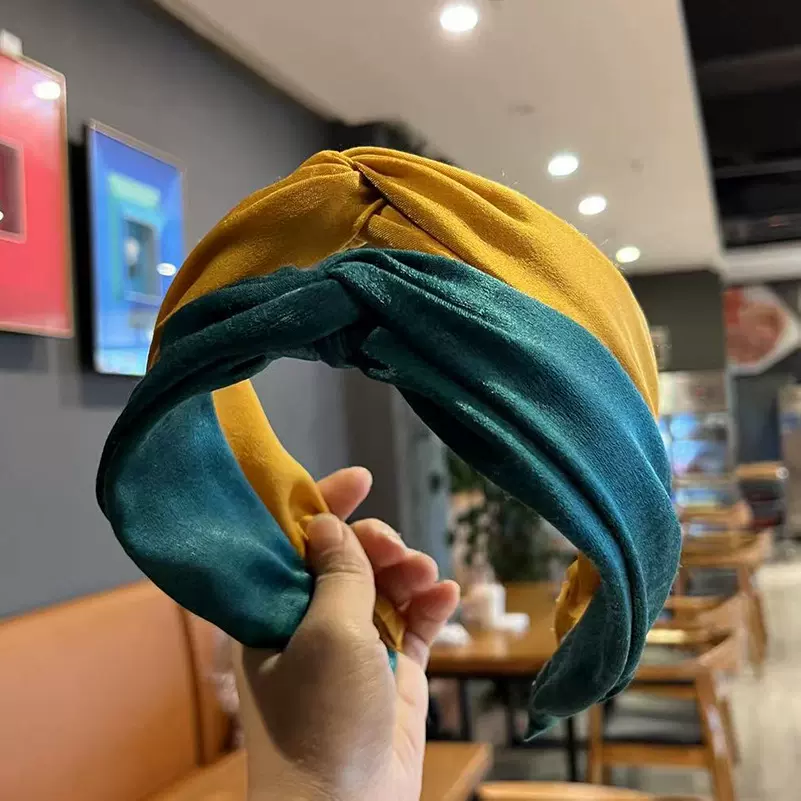 2025新款发箍纯色缎面布艺百搭交叉超宽边发卡头箍压发复古发饰