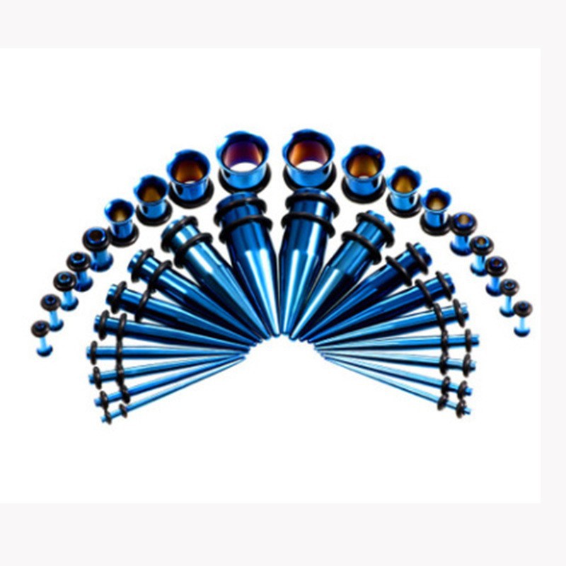 Acero inoxidable solo tirón aurícula afilada cono combinación color afilado cono aurícula oído expansión traje cuerpo piercing joyería al por mayor