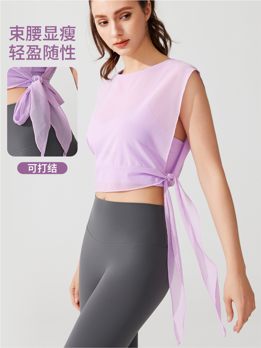 Camisa deportiva europea y americana sin mangas correr gimnasio mangas cortas respirantes chaleco de secado rápido primavera y verano mujer chaleco de yoga image 1