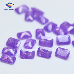 Color synthetic gemstone rectangular chamfer synthetic color treasure bare stone crystal glass stone zircon wholesale