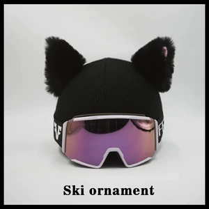 Cute Warm Hat Handmade Cat Ear Ski Helmet Cover Universal Gear
