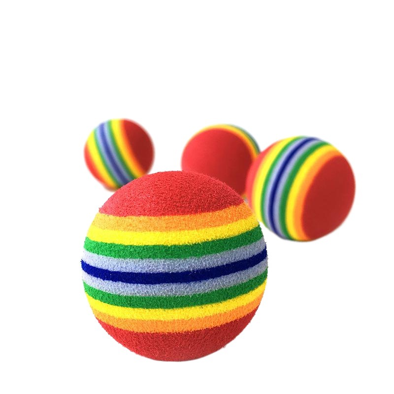 Bola de arco iris bola colorida Bola de juguete de gato EVA material espuma bola de algodón Bola de juguete para mascotas suministros para mascotas