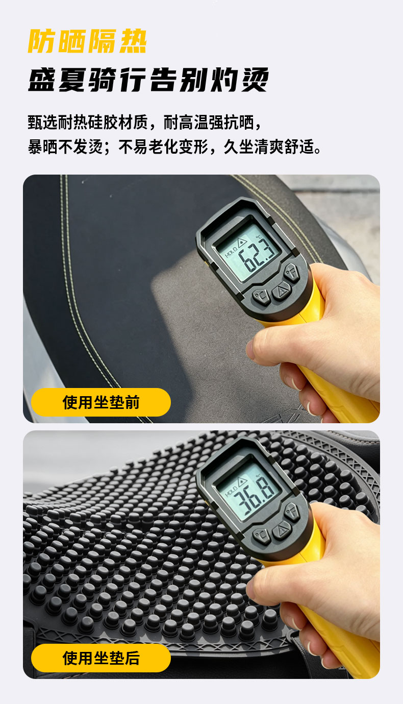Summer motorcycle silicone seat cushion cover, sun-proof, shock-absorbing, waterproof, ventilated, universal for electric vehicles, breathable and heat-insulating pad