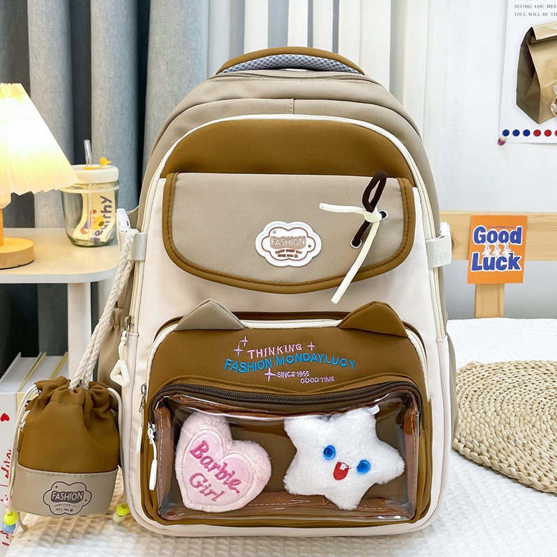 Bolsa de dolor transparente japonesa, mochila escolar ins, mochila de color de contraste para estudiantes de secundaria para niñas, mochila ligera y de gran capacidad para estudiantes