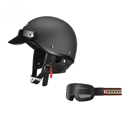 Motosiklet dəbilqələri — Scoop Helmet - xs-matt-black-indian-goggles-free-shipping-by-sf-express