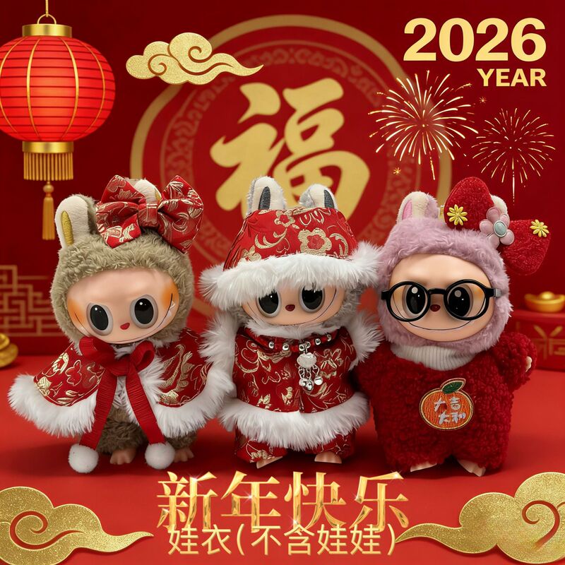 Only Clothes Suitable for Labubu Doll Clothes, First, Second and Third Generation Labubu Pendant Dolls, Wearable Christmas Doll Clothes Set