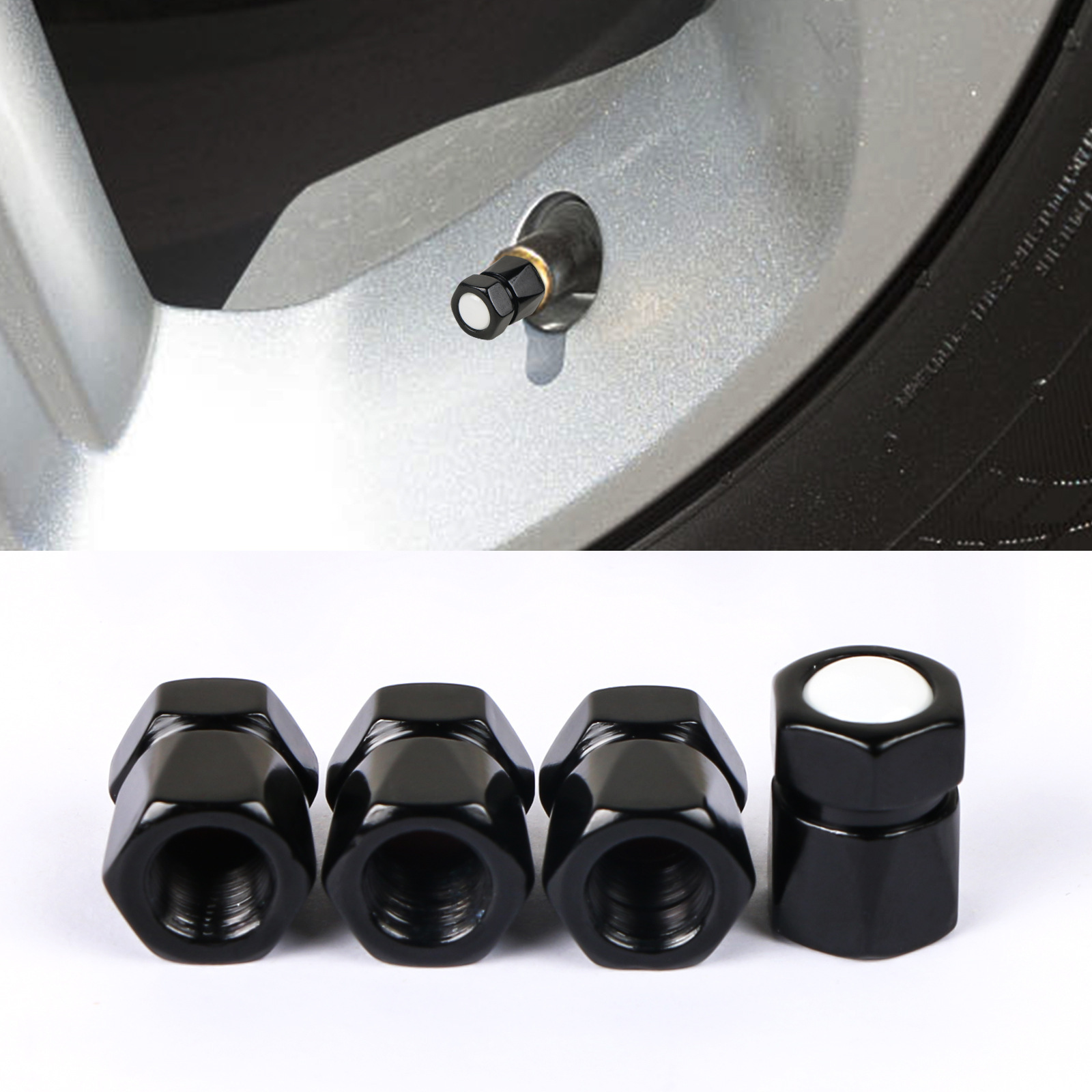 Creative Hexagonal Valve Caps for Cars, Tire Caps, Valve Covers, Metal Valve Core Caps