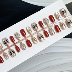 2024新款美甲穿戴甲甜美秋冬小香30片批發手工預製美甲貼片