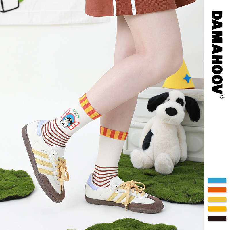 Autumn New Bubble Rakou Bauer Puppy Cartoon Mid-Tube Socks for Women Cute Illustration Fashionable Breathable Socks for Men Autumn New Bubble Rakou Bauer Puppy Cartoon Mid-Tube Socks for Women Cute Illustration Fashionable Breathable Socks for Men