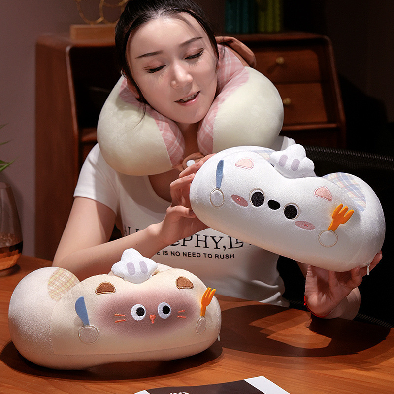 かわいい猫 U 字型枕通気性横たわる枕オフィス昼寝枕車の首枕女の子のための実用的なギフト|undefined