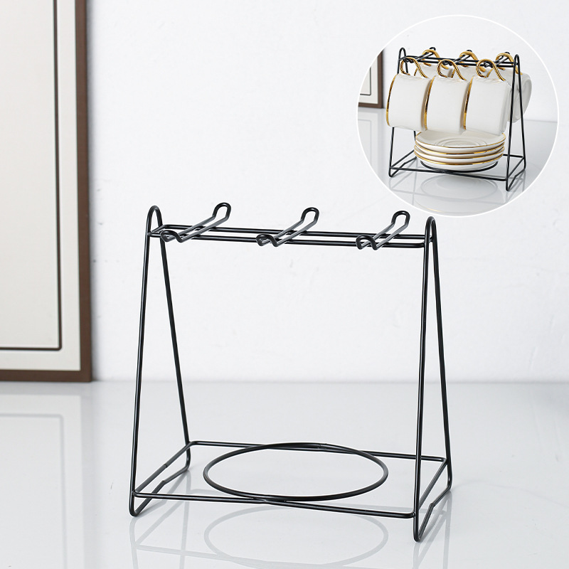 Cross-Border Home Coffee Cup and Saucer Rack Creative Storage Rack Red Wine Cup Storage Rack Kitchen Coffee Cup and Saucer Rack Hanging Rack