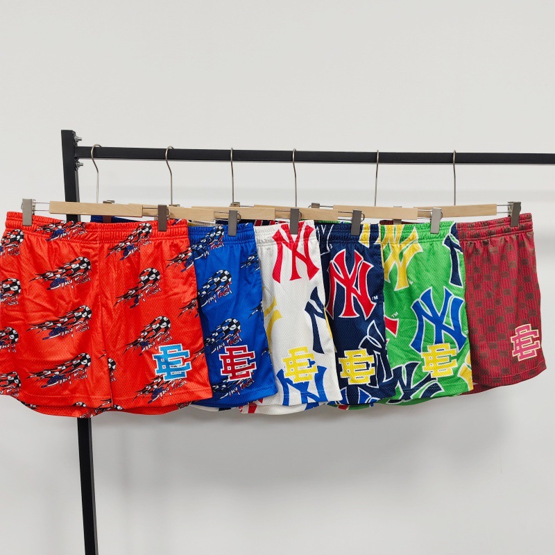 实拍现货EE print shorts 字母LOGO印花潮牌运动裤网眼抽绳短裤男