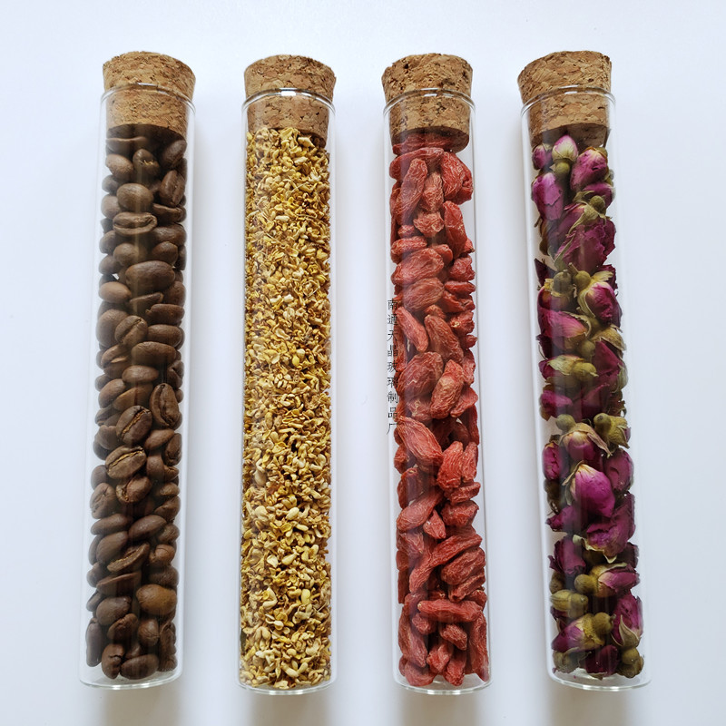 玻璃试管瓶 透明实验糖果储存软木塞密封直口平底试管瓶 可制定