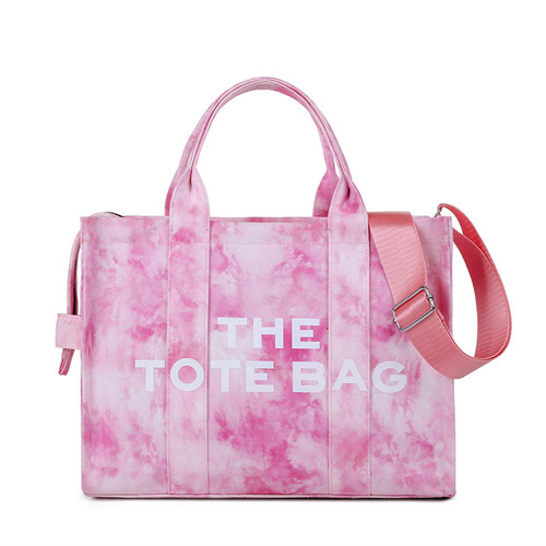 Women's bag wholesale new cross-border canvas letter shoulder tote bag simple tie-dye large capacity commuter crossbody bag