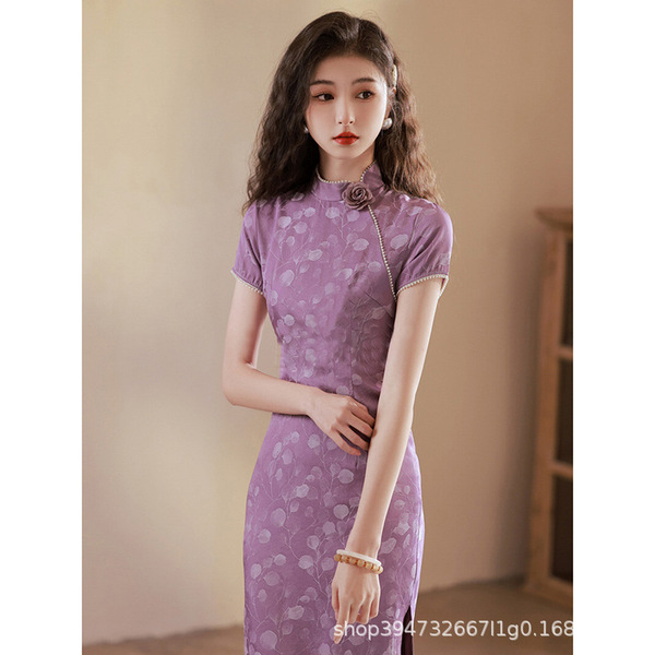 Purple summer retro cheongsam
