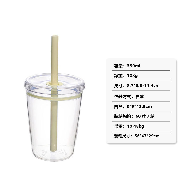 350ml mini taza de plástico transparente tritan taza de paja de color rojo para chicas lindas tazas de agua