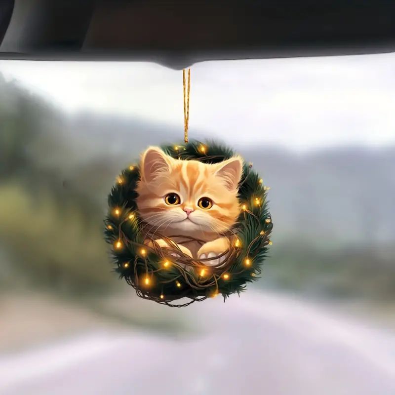 Nuevo acrílico plano transfronterizo personalidad creativa gatos decoración colgante espejo retrovisor de automóvil llave decoración colgante image 1