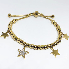 韩版简约五不锈钢角星镶钻手镯浪漫星星学生手链生日礼物