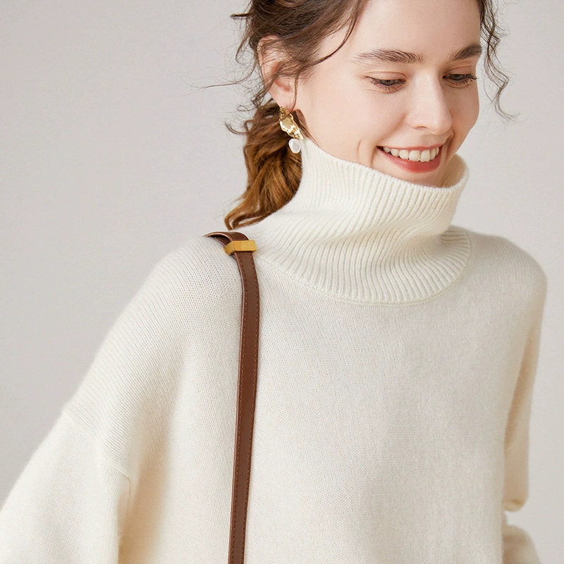 Толстый свитер-водолазка из плотного материала, кашемировый свитер с длинными рукавами, в стиле Фейи Вонг, свободный и повседневный стиль для женщин.