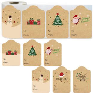 Amazon's Popular Kraft Paper Christmas Stickers Creative Holiday Gift Packaging Decorative Sealing Stickers