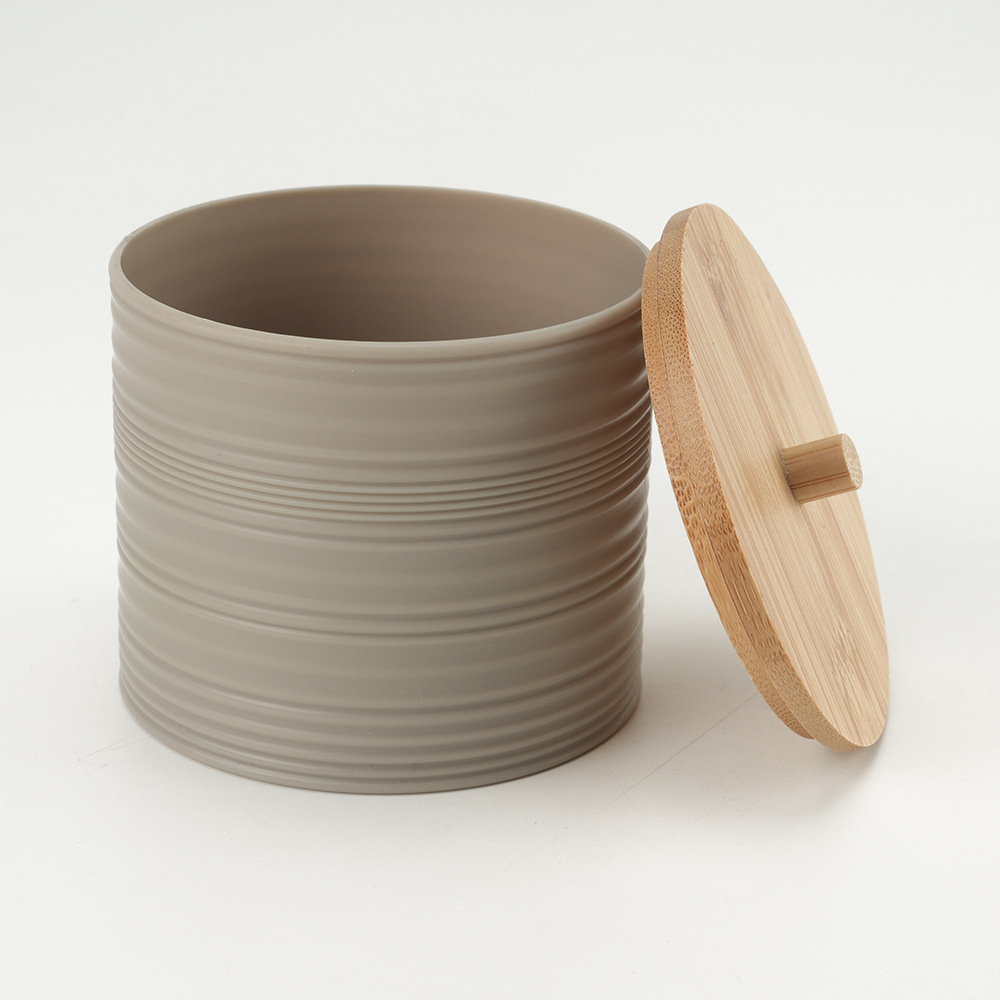 cubierta de bambú estriado baños de plástico de tres piezas fabricantes de baños al por mayor almacenamiento de enjuague rack cubierta de cepillo de dientes