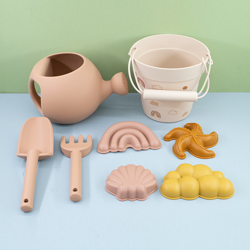 Jugar herramientas de arena Material de silicona Cubo de arena junto al mar Jugar herramientas de arena silicone beach toys