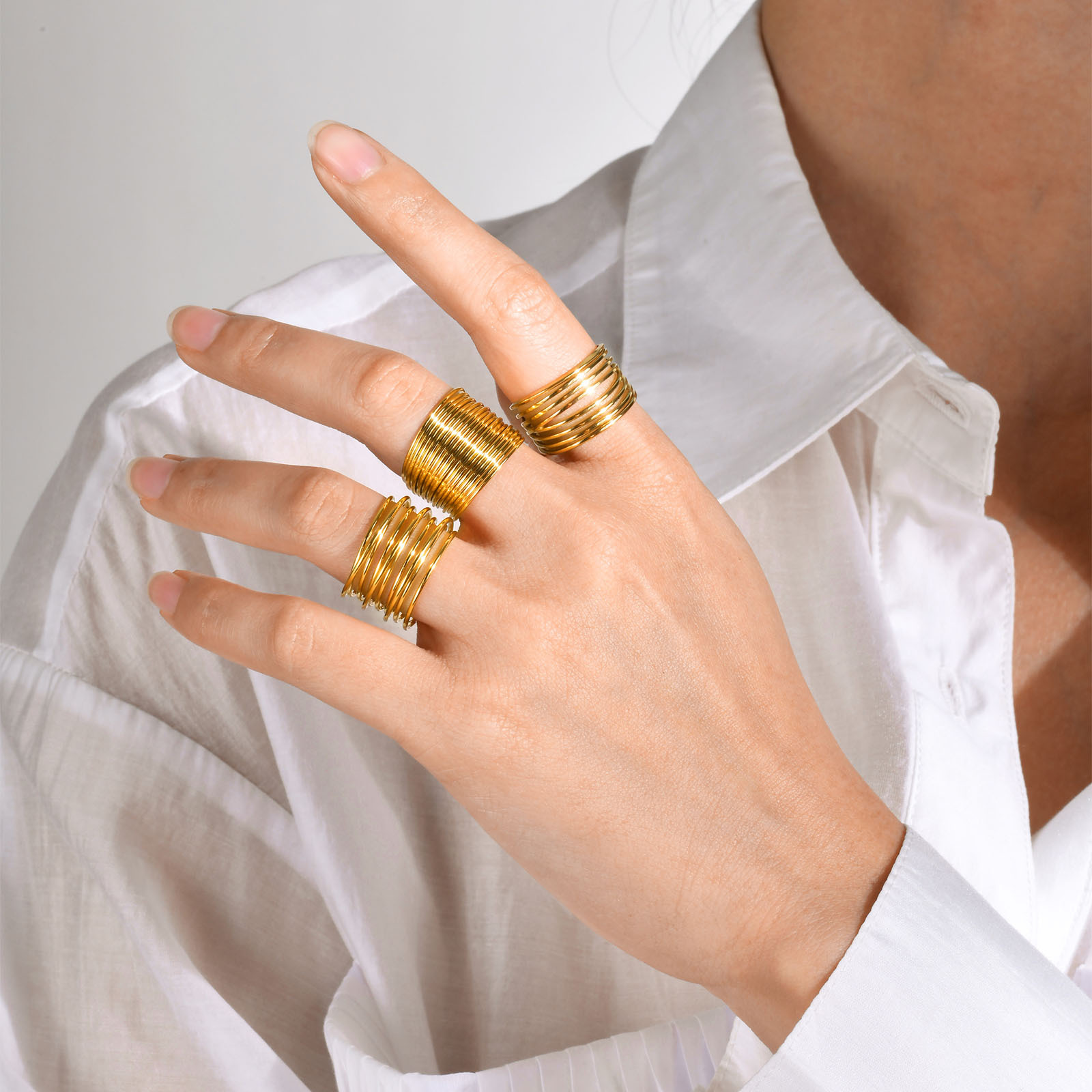 Geometric Gold Stainless Steel Ring 5
