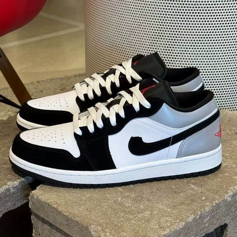 Putian Pure Original Aj1Low Men's Shoes Low-Top Sneakers Black and White Toe Smoke Gray Joe 1 High Version Casual Shoes Women's Small Mocha