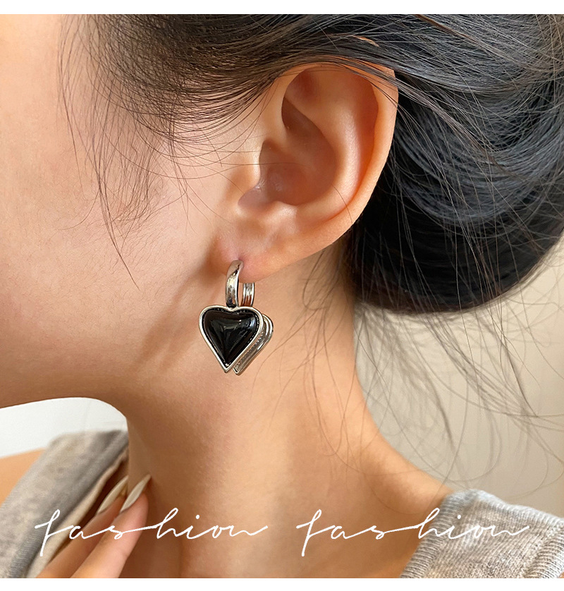 Perlmutt Herz Ohrstecker Vergoldet Silber Minimalistisch Elegant_voghion.com