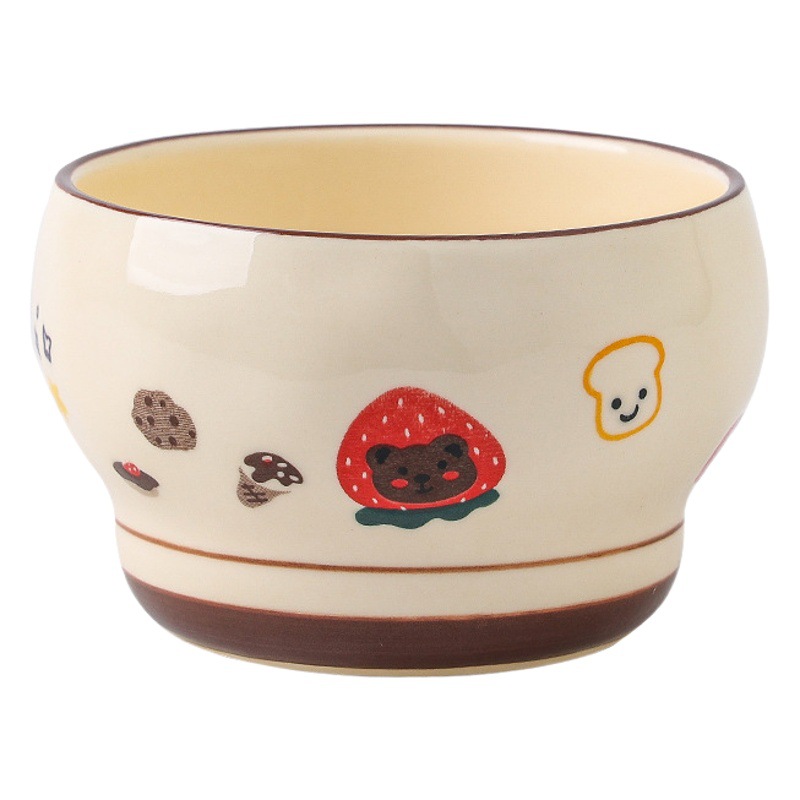 Muy hermoso tazón de fresa oso plato traje hogar vajilla de cerámica lindo de alto aspecto tazón plato palillos cuchara combinación