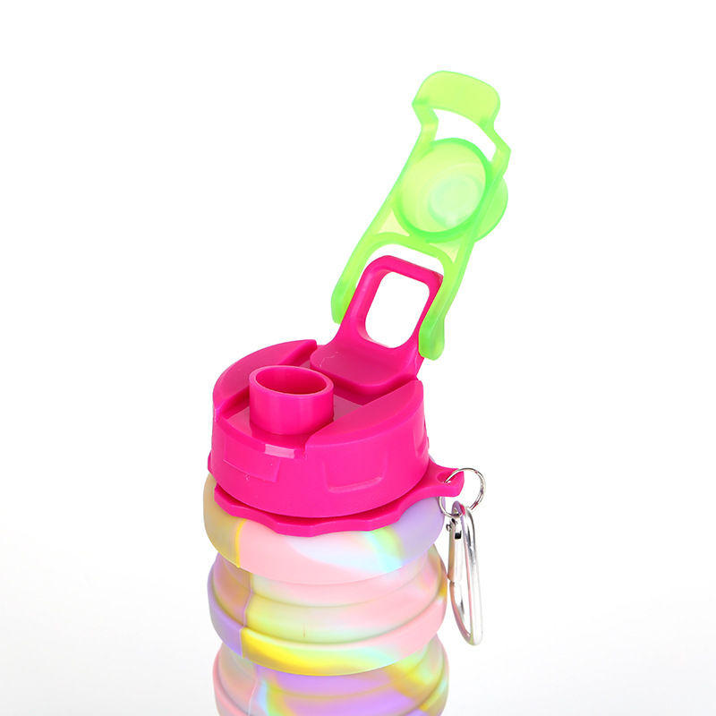 Taza de agua deportiva de silicona de grado alimenticio 500ml telescópica plegable al aire libre hervidor de agua resistente a altas temperaturas taza de agua de silicona portátil