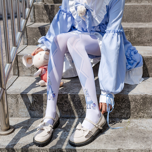 Printed stockings pantyhose Lolita lolita Japanese soft cute girl velvet jk Japanese leggings white stockings