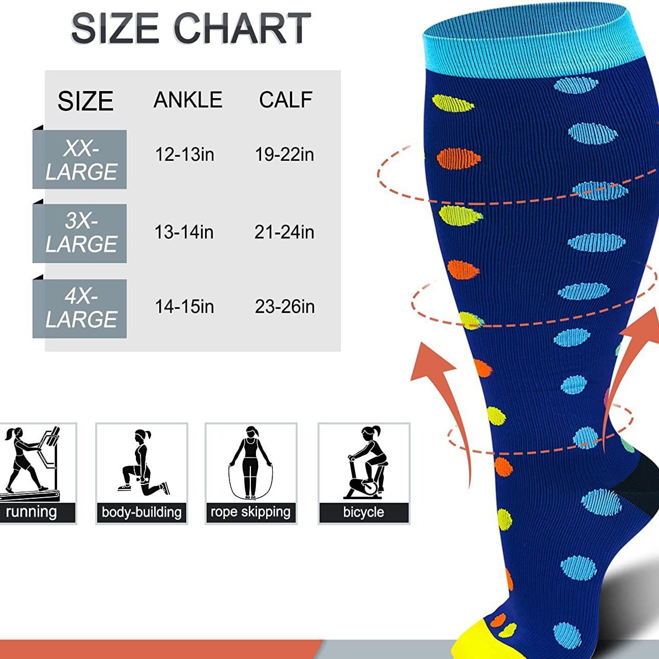 2025d Plus Size American Vein Level 2 Elastic Compression Obesity Socks_voghion.com