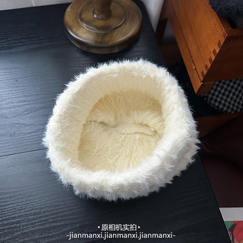 可爱小猫耳朵毛绒针织帽子女2025新款包头毛线帽秋冬季保暖护耳帽|undefined
