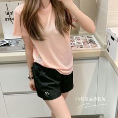 Women's Summer Sports Set Thin Fitness Running Yoga Quick-Drying Ice Silk Breathable Casual Shorts Two-Piece Set