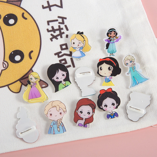 ins American cute children's brooch cartoon girl pin school bag pendant badge girl princess accessories patch
