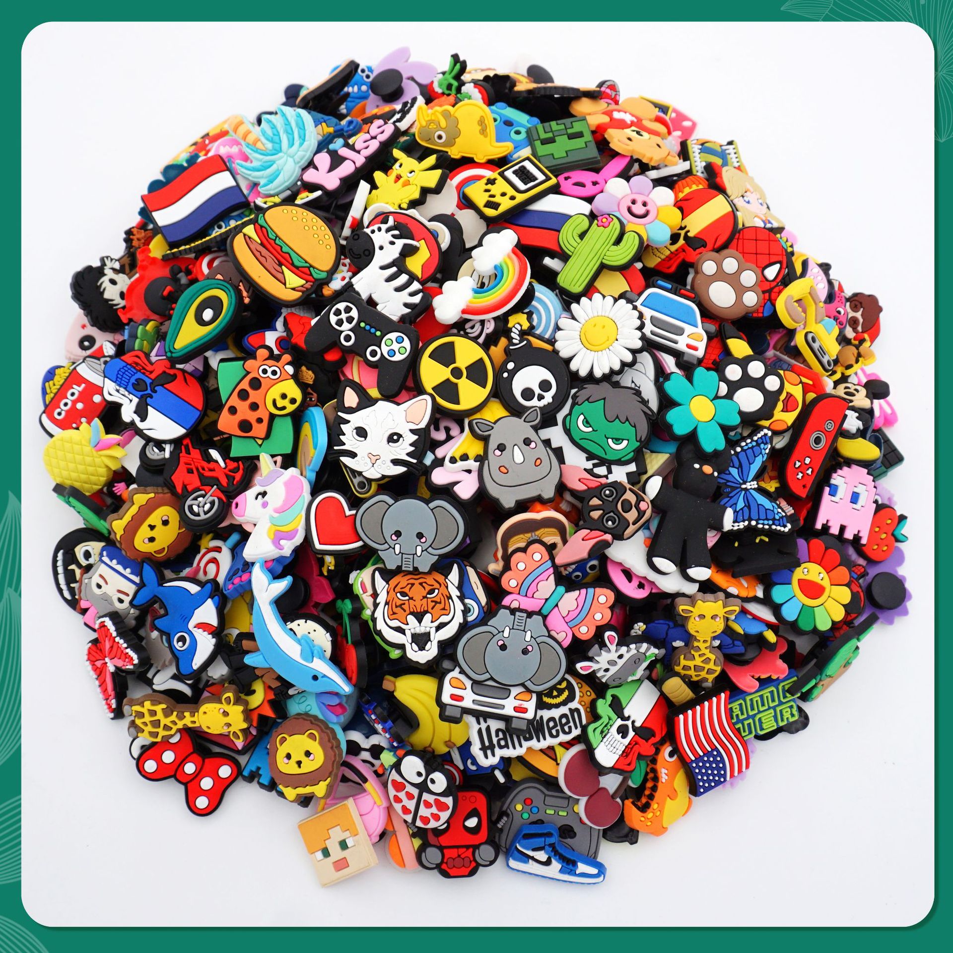 Zapatos de agujero transfronterizo zapatos de flores hebilla de zapatos de jardín accesorios de bricolaje lindo zapato de dibujos animados hebilla inferior hebilla decoración PVC estilo mixto