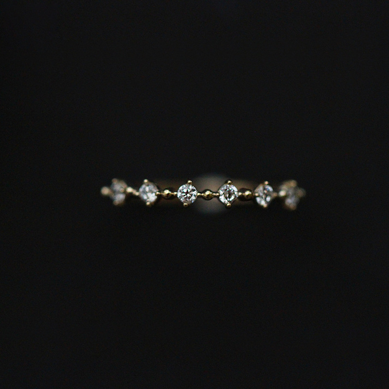 Extremely Fine Rai Diamond Index Finger Ring Women's Sterling Silver Plated 18K Gold Niche Design Sense Micro-inlaid Zircon Overlapping Versatile Jewelry Extremely Fine Rai Diamond Index Finger Ring Women's Sterling Silver Plated 18K Gold Niche Design Sense Micro-inlaid Zircon Overlapping Versatile Jewelry